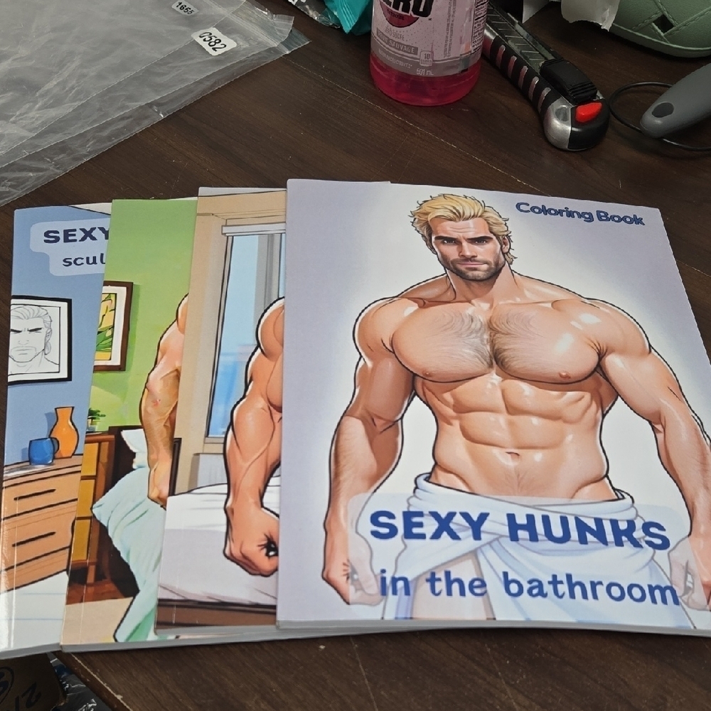 Cucusi 4 Book Bundle of Adult Sexy Hunks Colouring Books